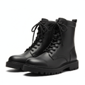 Combat Lace-Up Boots - Matte Black Leather