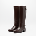 Knee-High Riding Boots - Dark Brown Leather